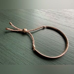 Monica Vinader Fiji Friendship Bracelet Rose Gold Metallic Pink Cord